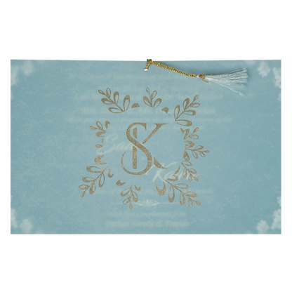  Buy Blue Floral Foiled Script Wedding Card 