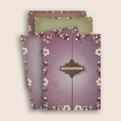 Pastel Pink Floral Door Style Invitation Card - KJTS1951