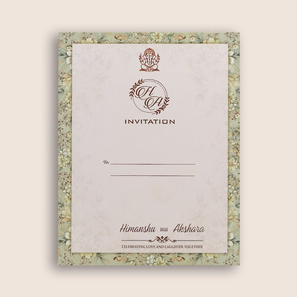 Beige Floral Door Style Padded Marriage Card - KSH72430