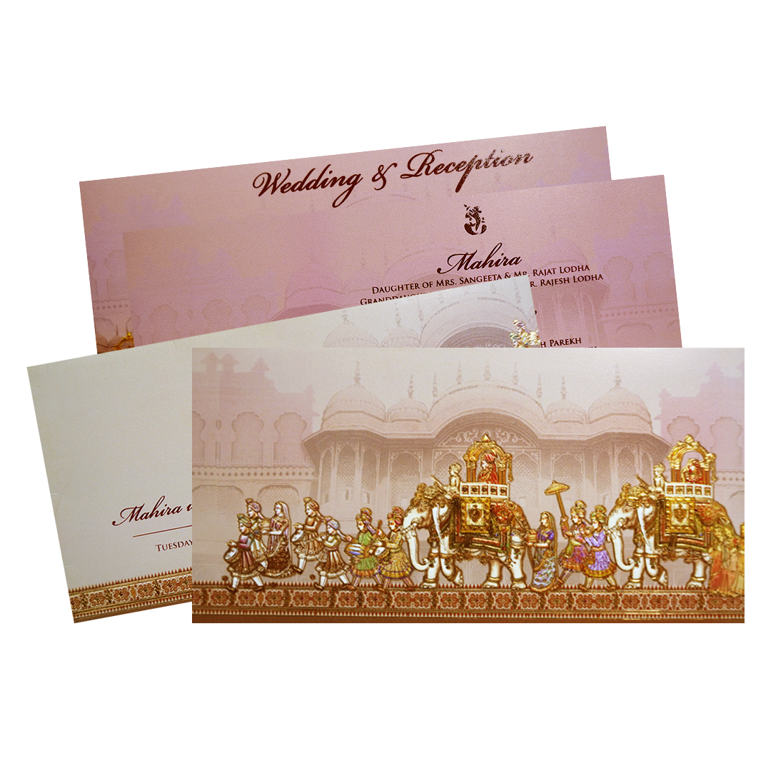 Beige Royal Baarat Boxed Wedding Card-KPR06530