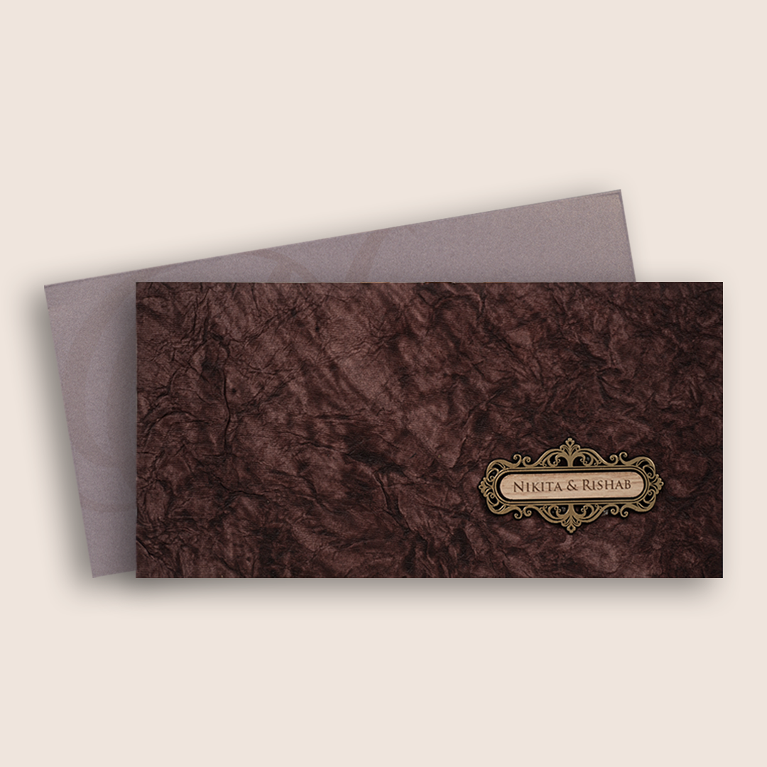Classic Brown Handmade Paper Invitation Card - KPR07450