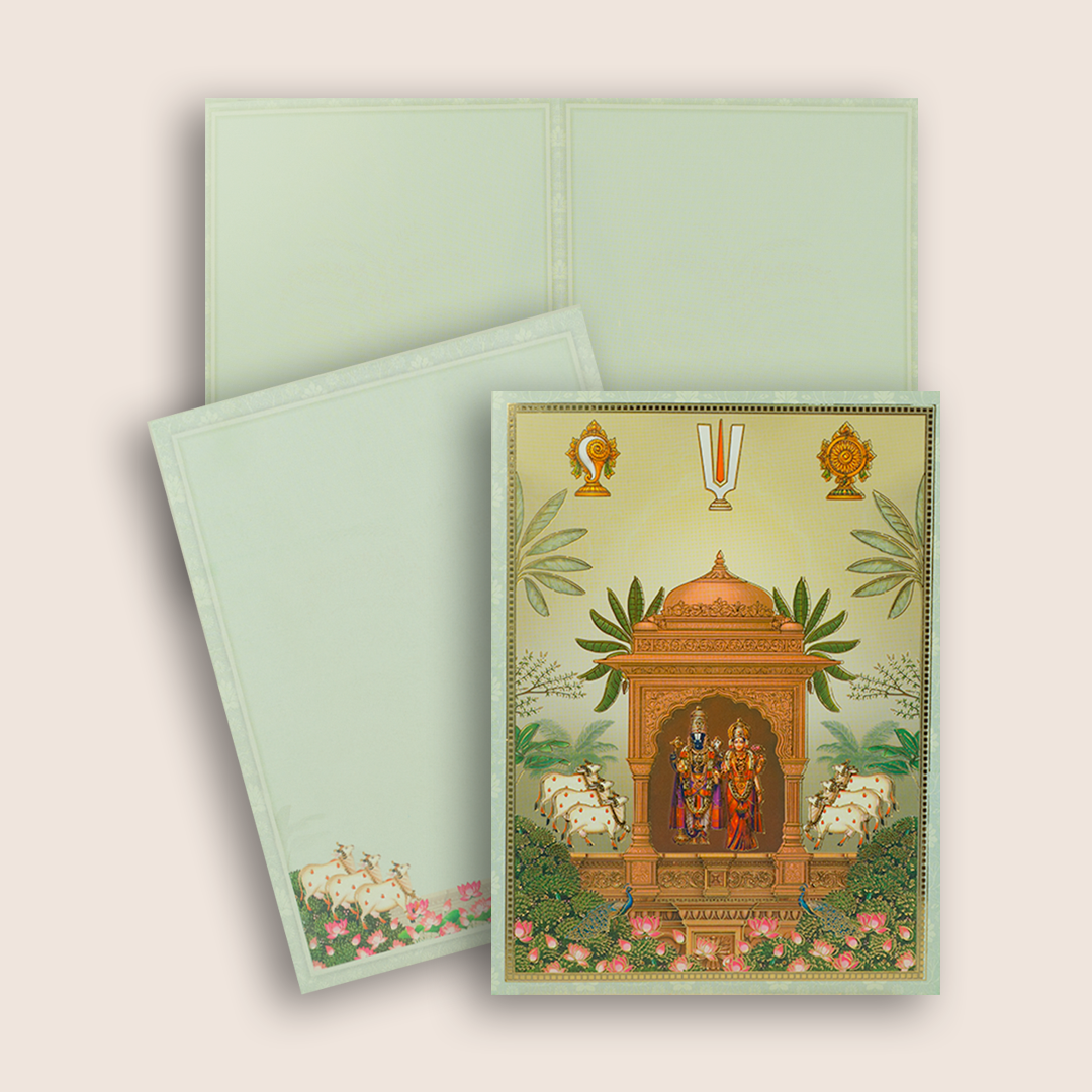 Green Lord Balaji Padmavathi Wedding Invitation - KNKC6208