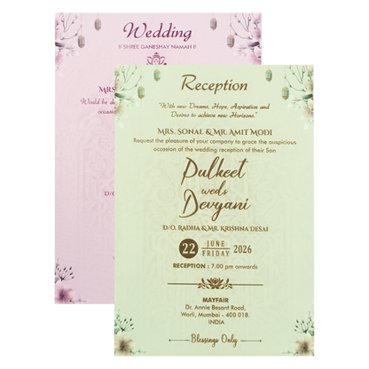 Lavender Floral Padded Wedding Card-KJTS1768