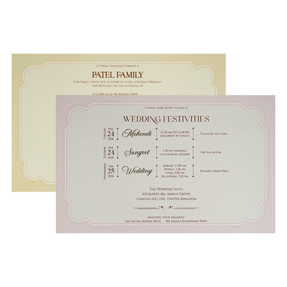 White Gold Floral Barat Padded Wedding Card-KRE28080