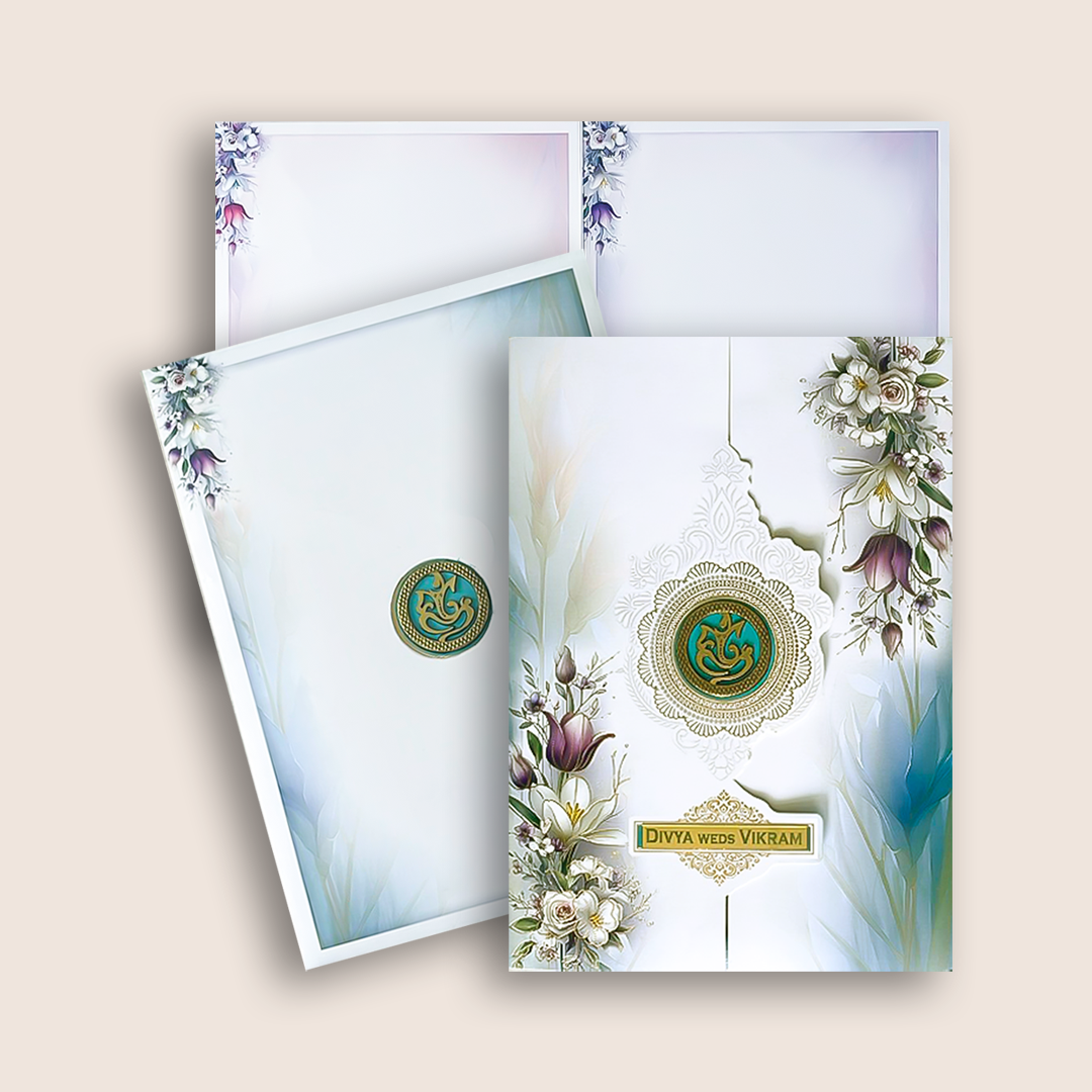 Grey Lavender Floral Wedding Card - KNAR2407