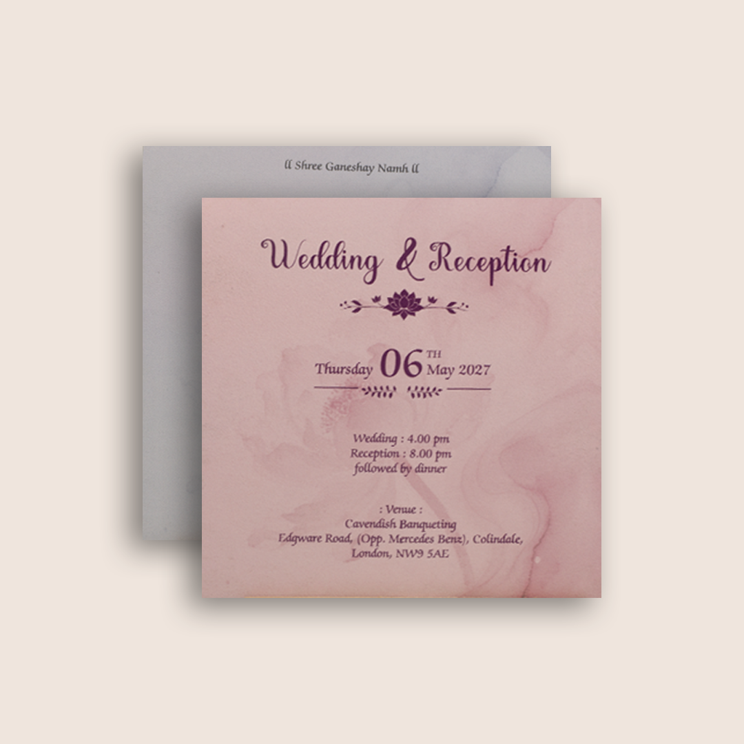 Pastel Green Lotus Floral Marriage Card - KPR07160