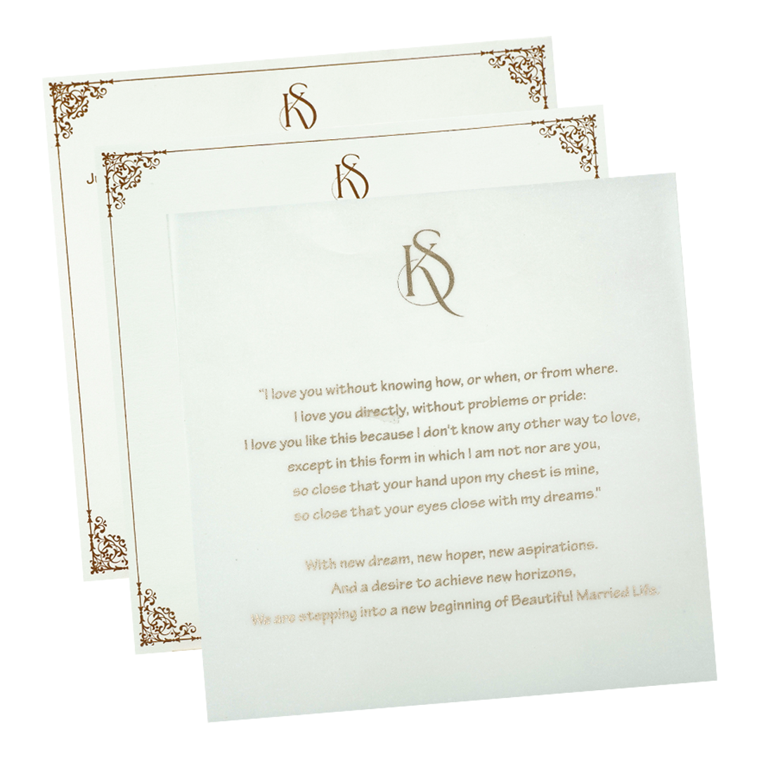 White Scallop Floral Wedding Card-KSI65140