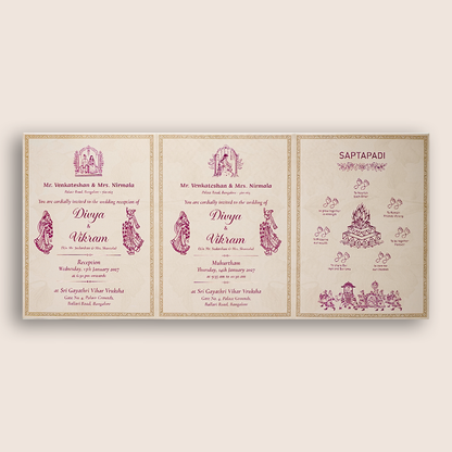 Pink Floral Bag Style Wedding Card-KNAV1803