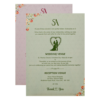 Ivory Floral Padded Wedding Card-KVN07230