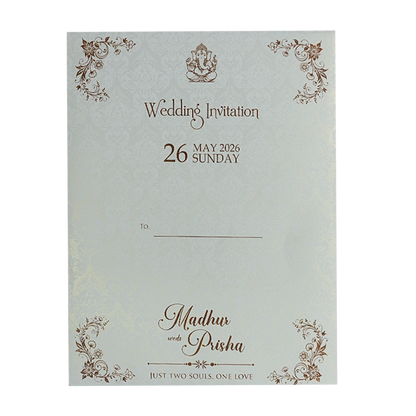 White Floral Padded Wedding Card-KSH73550