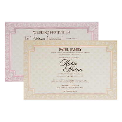 Buy White Gold Barat Padded Wedding Card