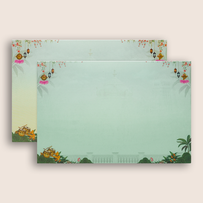 Green Padded Floral God Wedding Card-KNAK4703