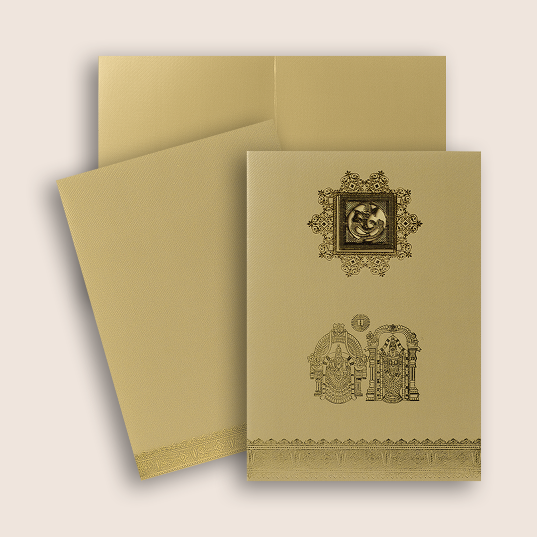 Gold Balaji Padmavathi Invitation Card-KNKTG022