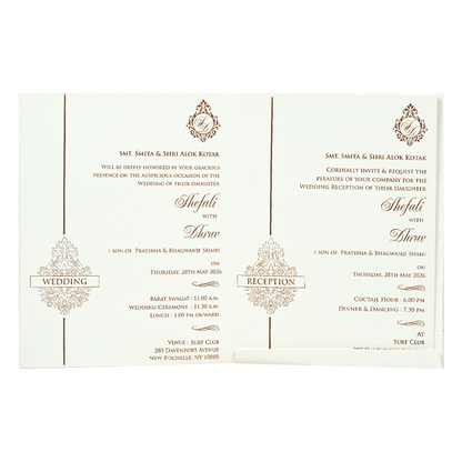 White Ganesha Floral Wedding card-KRE28480