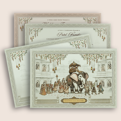 White Royal Baraat Padded Invitation Card - KRE28990