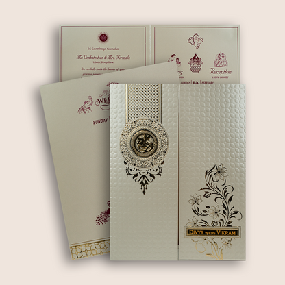 Gold Embossed Door Style Invitation Card-KNK4201B