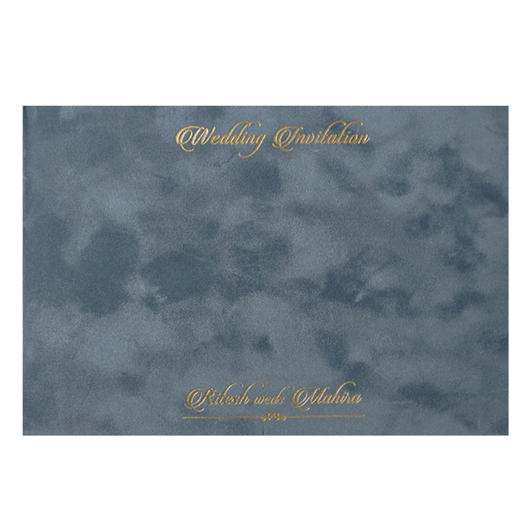 Grey Floral Gatefold Padded Wedding Card-KMMWD1165