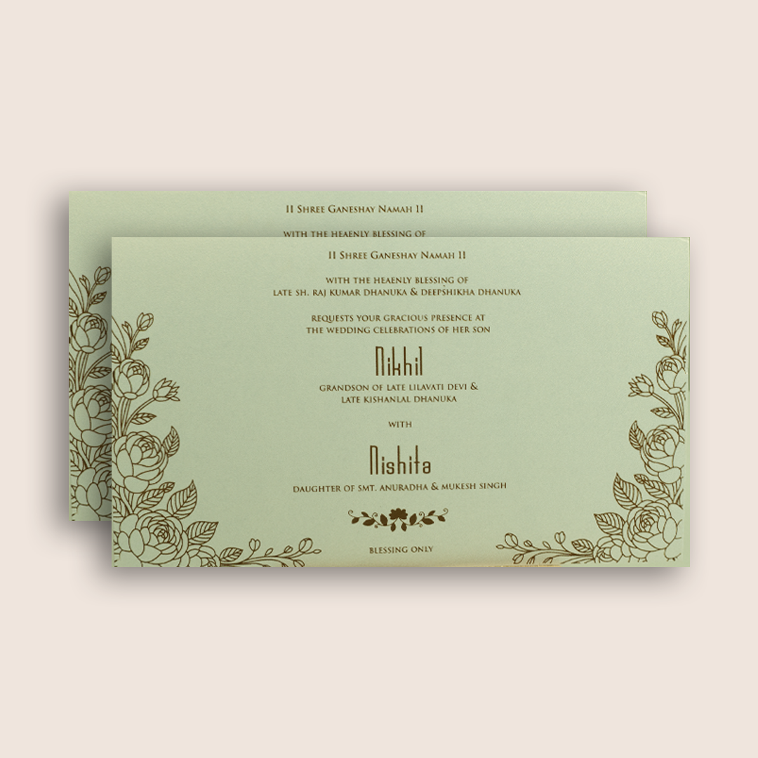 Grey Embossed Floral Invitation Card - KPR07560