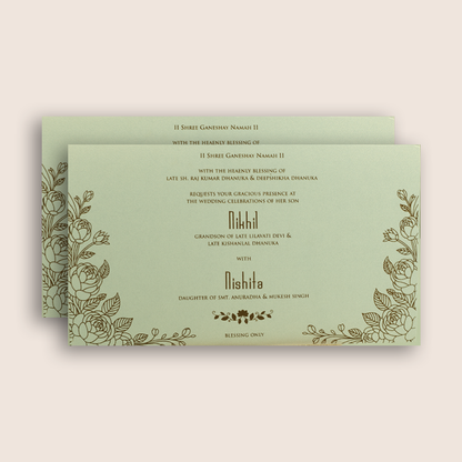 Grey Embossed Floral Invitation Card - KPR07560