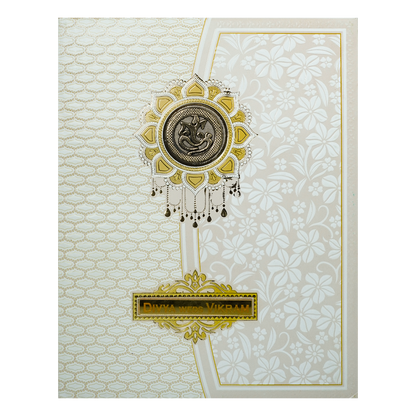 Cream Floral Embossed Wedding Card-KNMS9308
