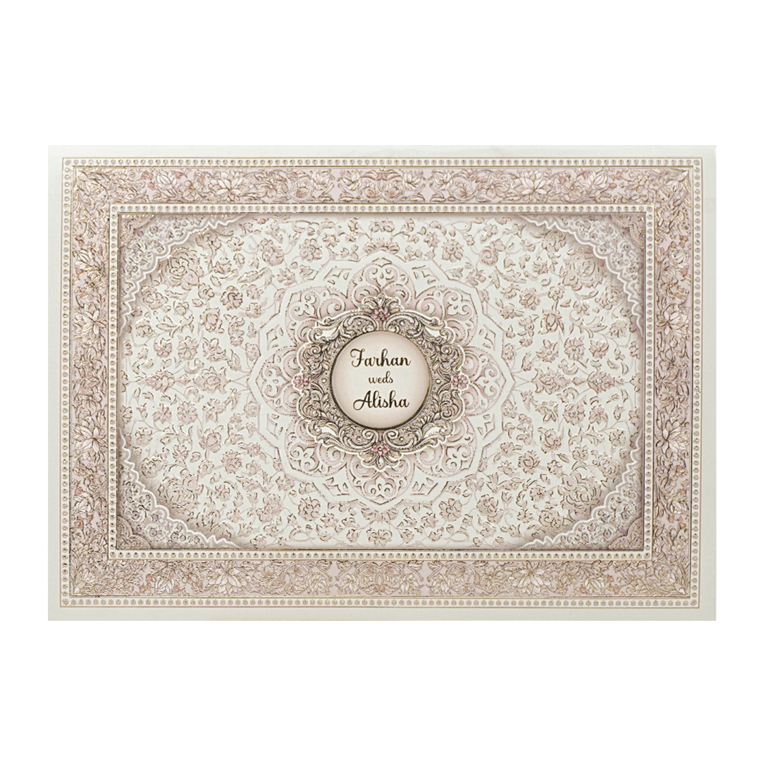 Pink Gold Mandala Bag Style Wedding Card-KSI65150