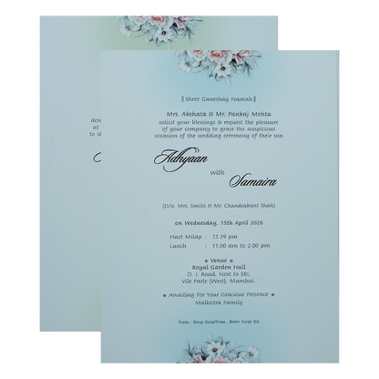 Lavender Padded Floral Wedding Card-KRC31050