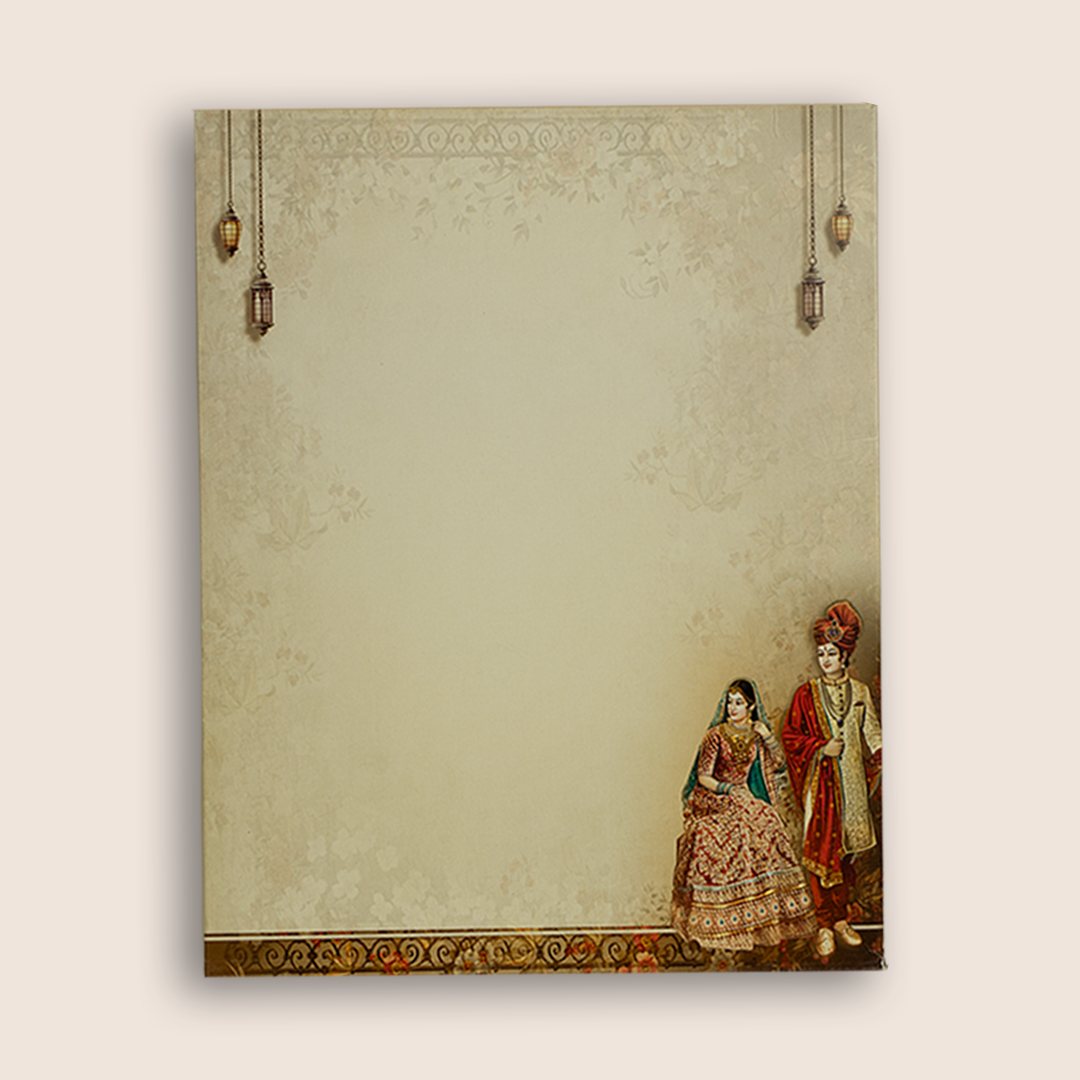 Brown Royal Bride Groom Door Style Wedding Card - KAA06350