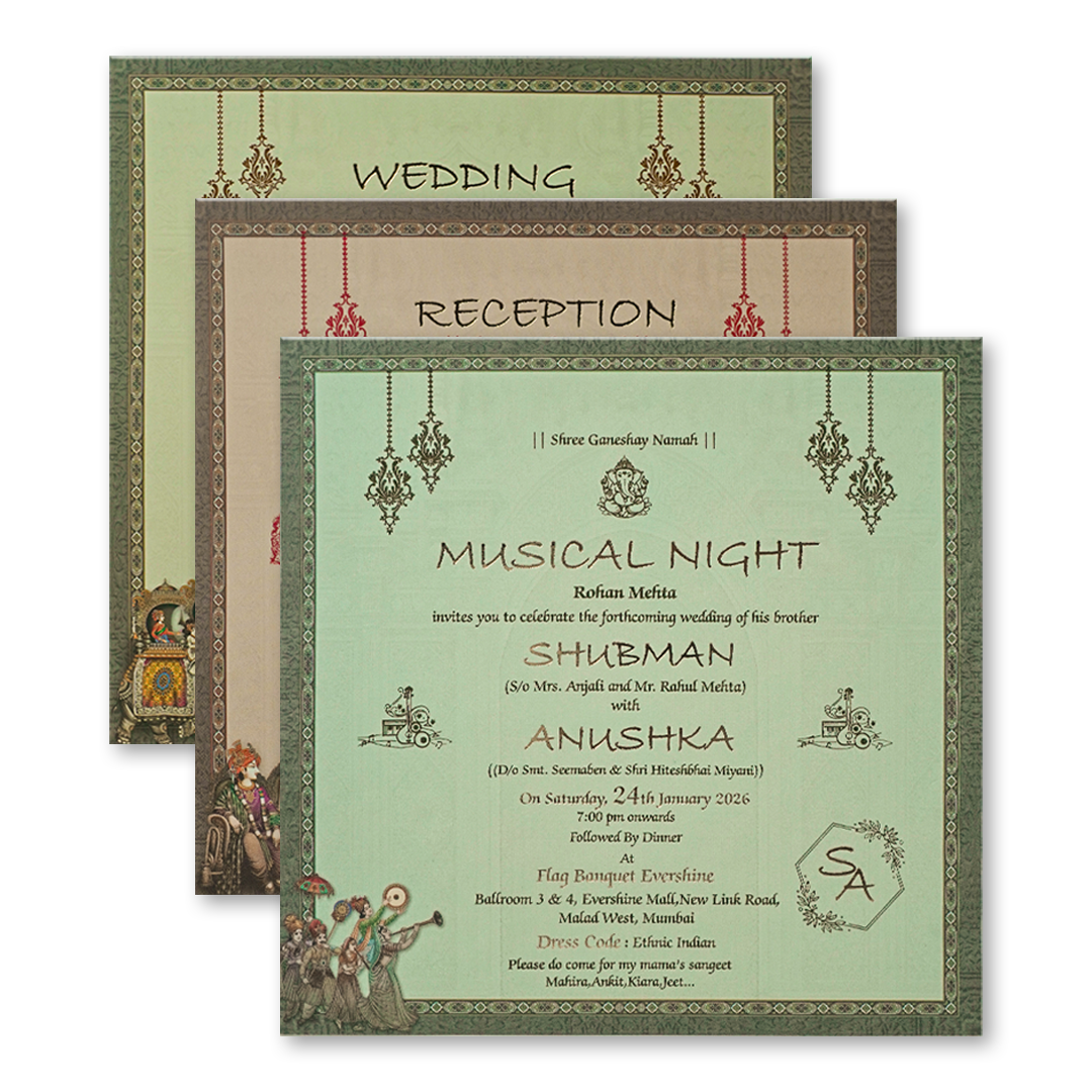 Royal Palace Door Style Padded Wedding Card - KRB09870