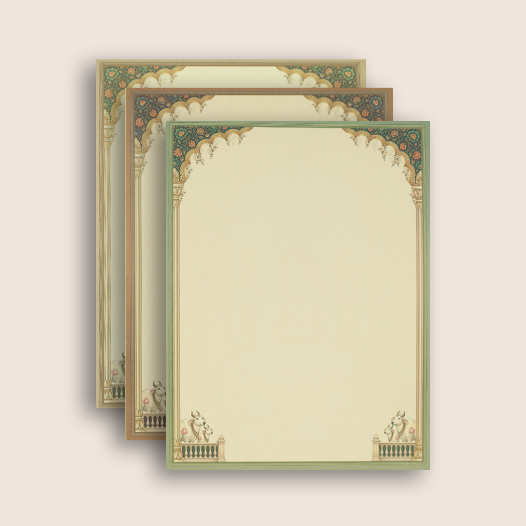 Green Shreenathji Laser Cut Padded Wedding Card - KAA05920