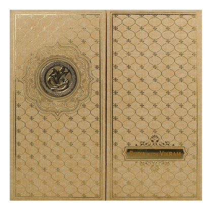 Gold Gatefold Lattice Wedding Card-KNPO5522N