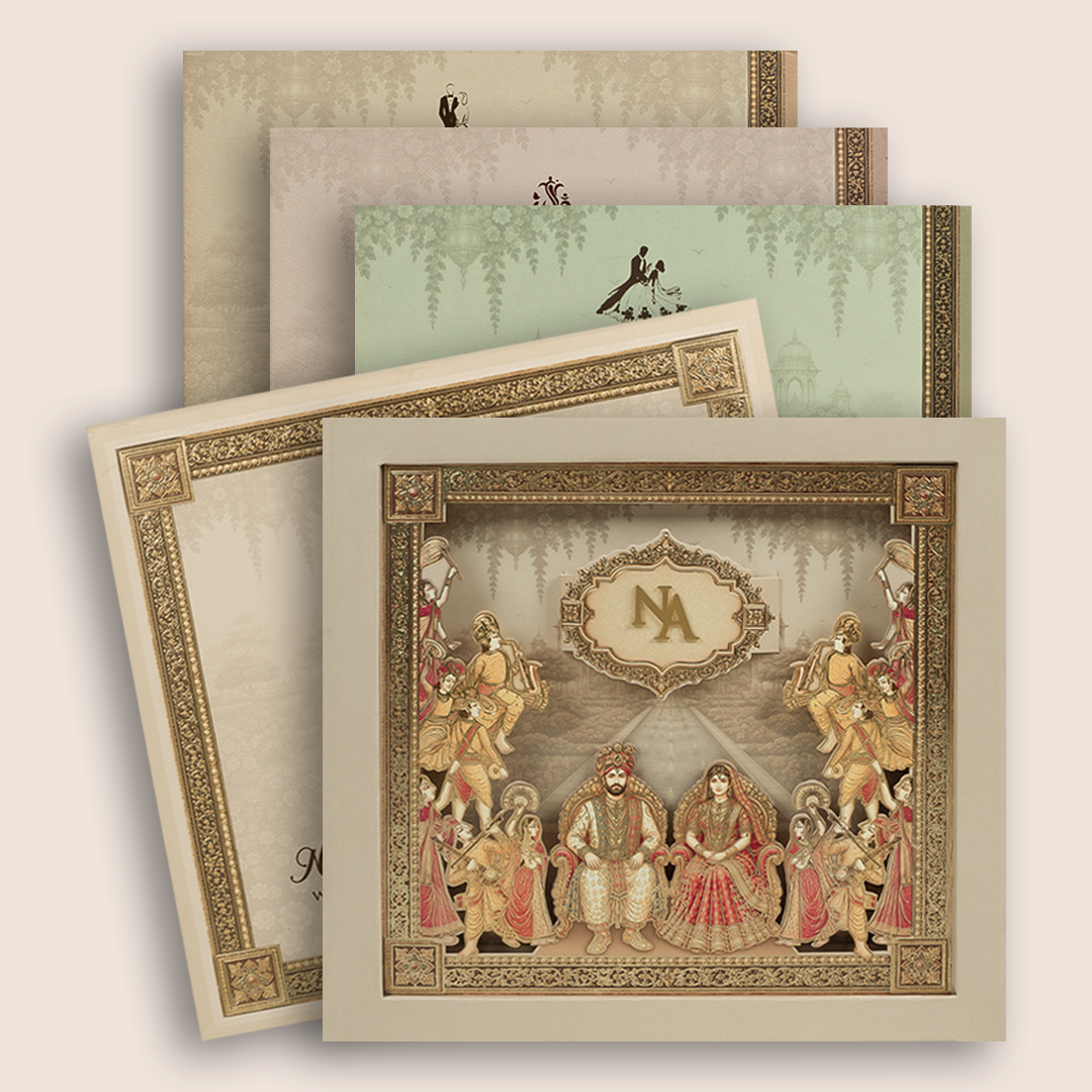 Pink Royal Bride Groom Laser Cut Padded Marriage Card  - KPR026180