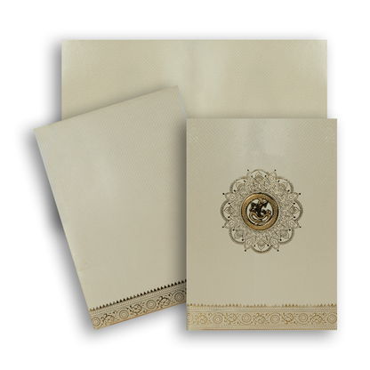 White Ganesha Invitation Card-KNKTW026