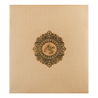 Peach Monogram Padded Wedding Card-KSI64440