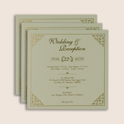 Grey Embossed Floral Peacock Padded Wedding Card - KPR025150