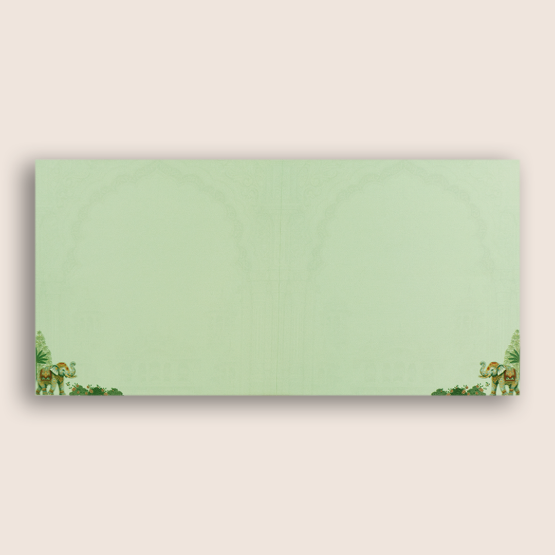 Pastel Green Royal Elephant Wedding Invitation Card - KJTS1864