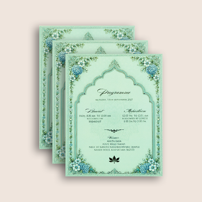 Pastel Green Traditional Hindu Wedding Invitation - KNLW202582