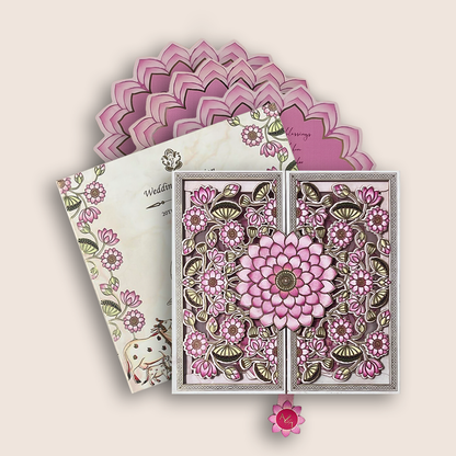 White Lotus Floral Premium Luxury Invitation - KNLW202568