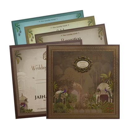 Brown Garden Padded Wedding Card - KSH72740