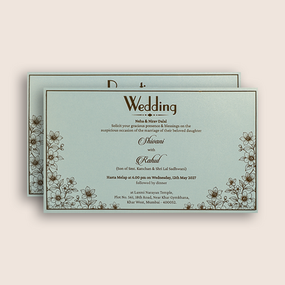 Light Grey Embossed Floral Invitation Card - KPR07570