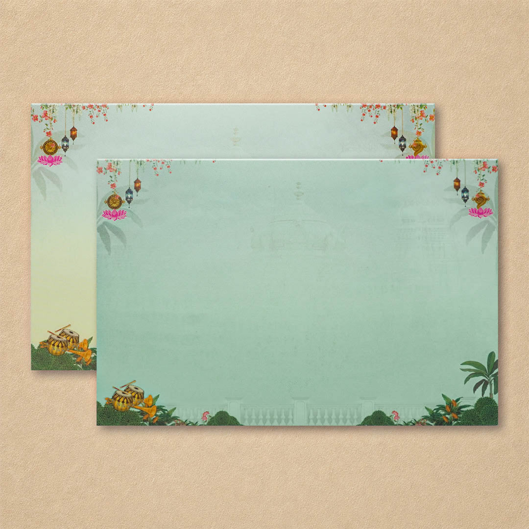 Green Padded Floral God Wedding Card-KNAK4703