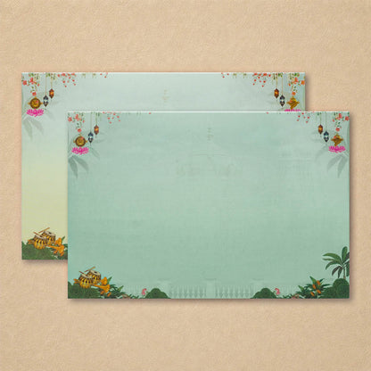 Green Padded Floral God Wedding Card-KNAK4703