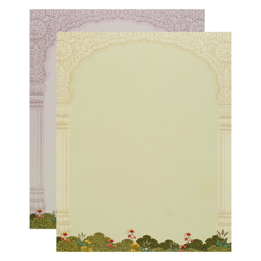 Cream Peacock Jharokha Padded Premium Wedding Card - KAK01370