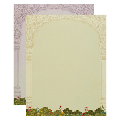 Cream Peacock Jharokha Padded Premium Wedding Card - KAK01370