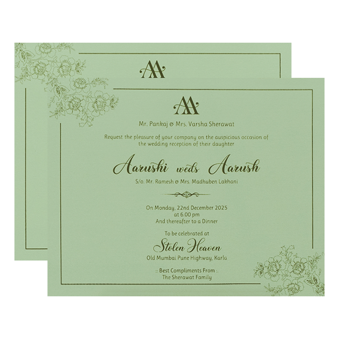 Sage Green Floral Textured Wedding Card-KSI64740