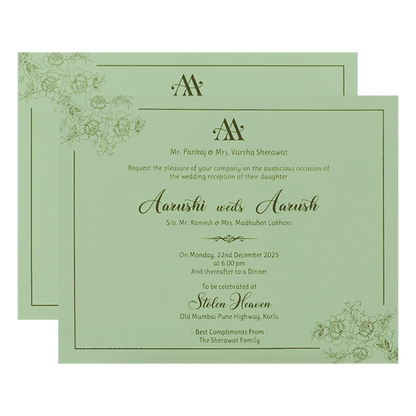 Sage Green Floral Textured Wedding Card-KSI64740