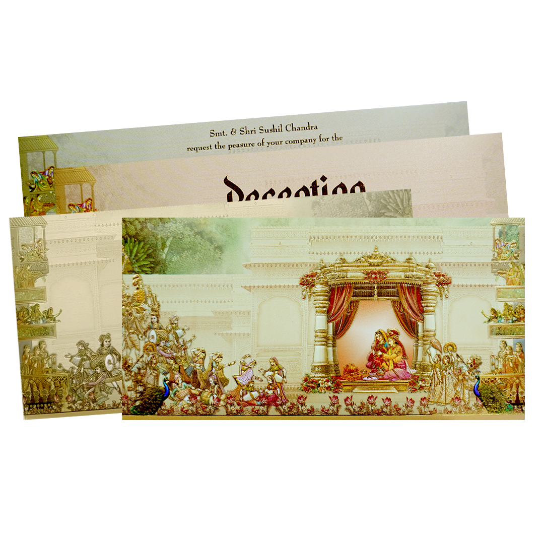 Gold Embossed Royal Wedding Mandap Invitation Card-KPR06510