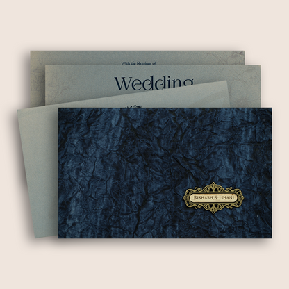 Dark Blue Handmade Paper Marriage Card - KPR07430