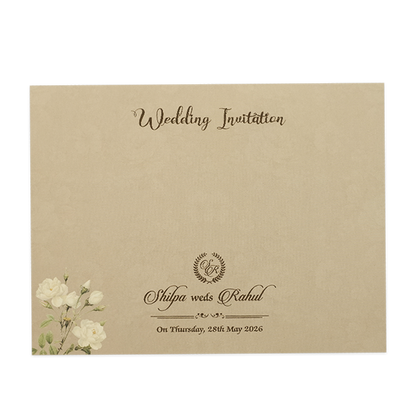 Cream Ivory Floral Ribbon Wedding Card-KRE26730