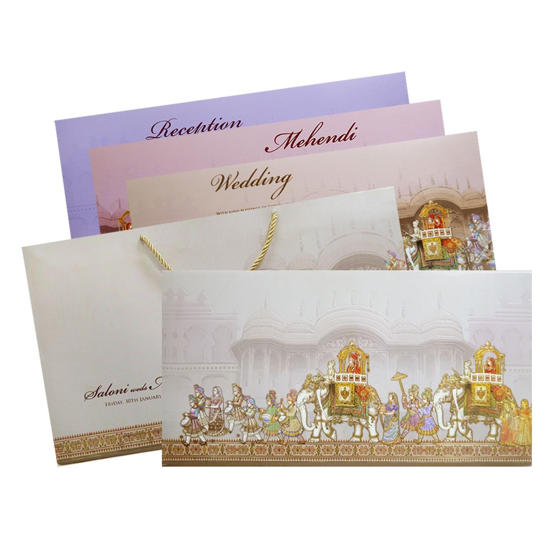 Grey Baraat Procession Royal Wedding Card-KPR24710