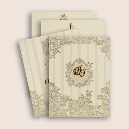 White Elegant Floral Embossed Padded Wedding Card - KPR010180